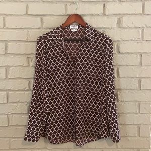 Patterned Button Down Blouse